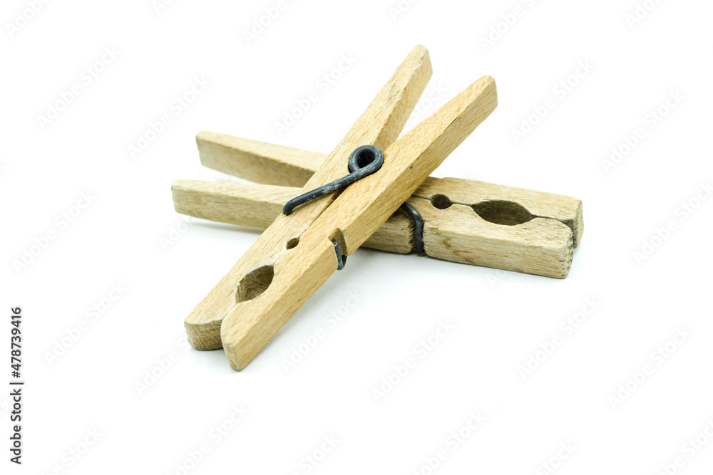 Wooden peg isolated on white background Wooden peg isolated on white background