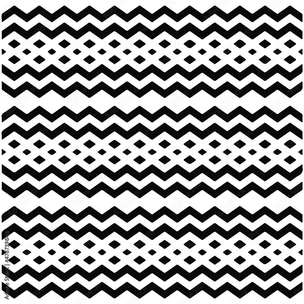 Seamless ethnic pattern color black and white.Can be used in fabric design for clothes, accessories; decorative paper, wrapping, background, wallpaper, Vector illustration. Seamless ethnic pattern color black and white.Can be used in fabric design for clothes, accessories; decorative paper, wrapping, background, wallpaper, Vector illustration.