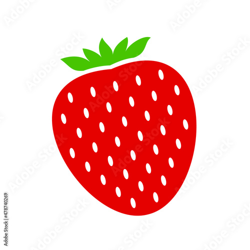 Garden strawberry fruit or strawberries flat color vector icon for food apps and websites