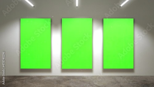 Art gallery with picture mock-up screen frame, art and decor style background