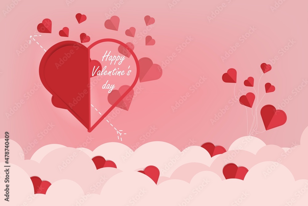 Happy valentines day banner template. simple clip art vector illustration