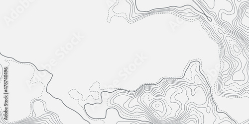 Vector contour topographic map background. Topography and geography map grid abstract backdrop  Vector illustration of topographic line contour map  black-white design  Luxury black abstract line art.