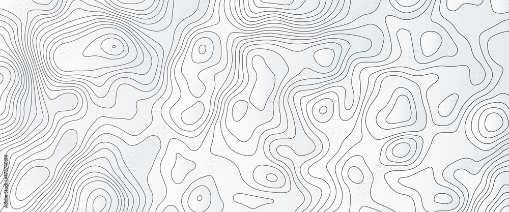 Fototapeta premium Vector contour topographic map background. Topography and geography map grid abstract backdrop, Vector illustration of topographic line contour map, black-white design, Luxury black abstract line art.