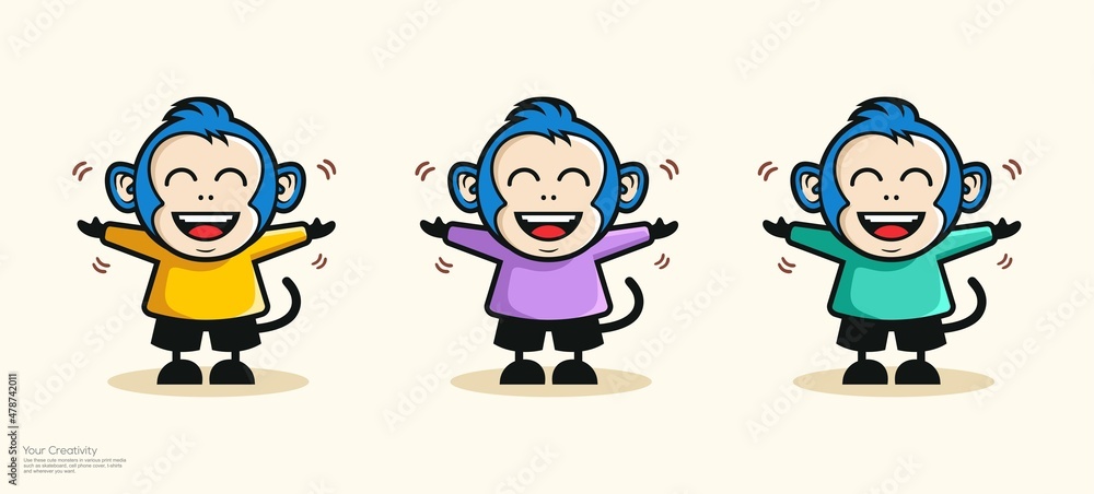 Vector illustration of a cute monkey character mascot design laughing Vector illustration of a cute monkey character mascot design laughing