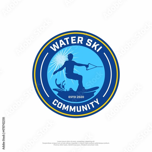 Water Ski community logo with badge style