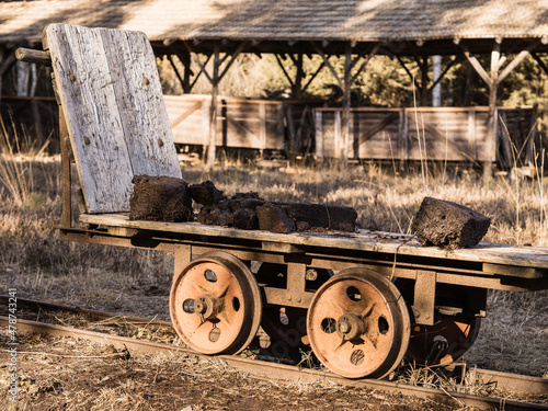 old peat waagon - trolley used for transporting peat photo