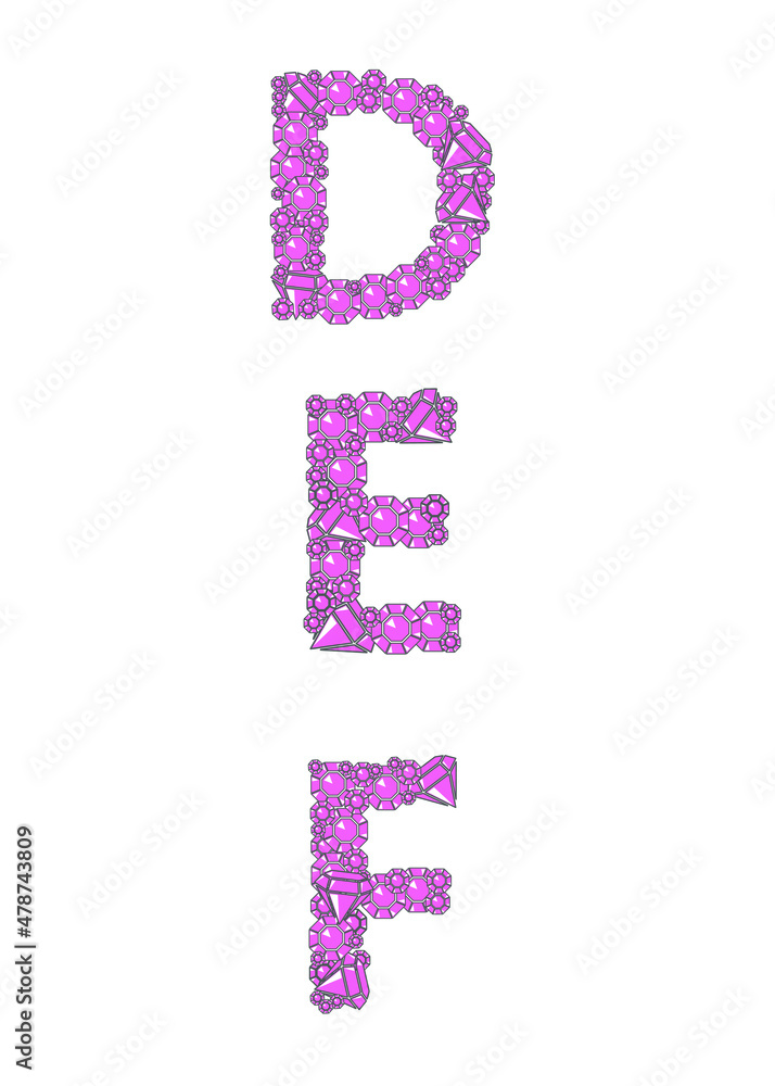 
set of letters in glamour pink graphic style 
