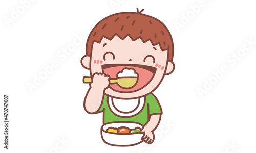 ごはんを食べる赤ちゃん