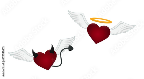 Fliegende Herzen - Engel und Teufel