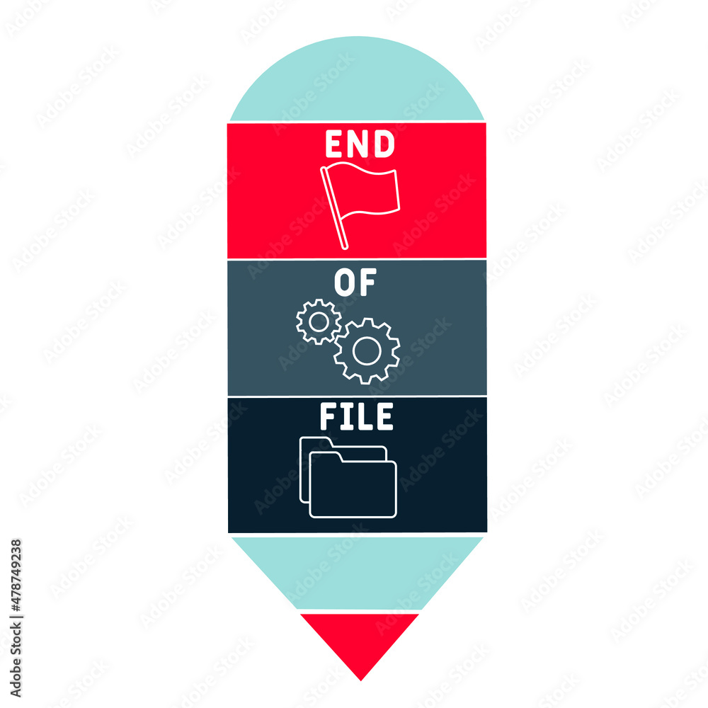 Obraz premium EOF - End Of File acronym. business concept background. vector illustration concept with keywords and icons. lettering illustration with icons for web banner, flyer, landing pag