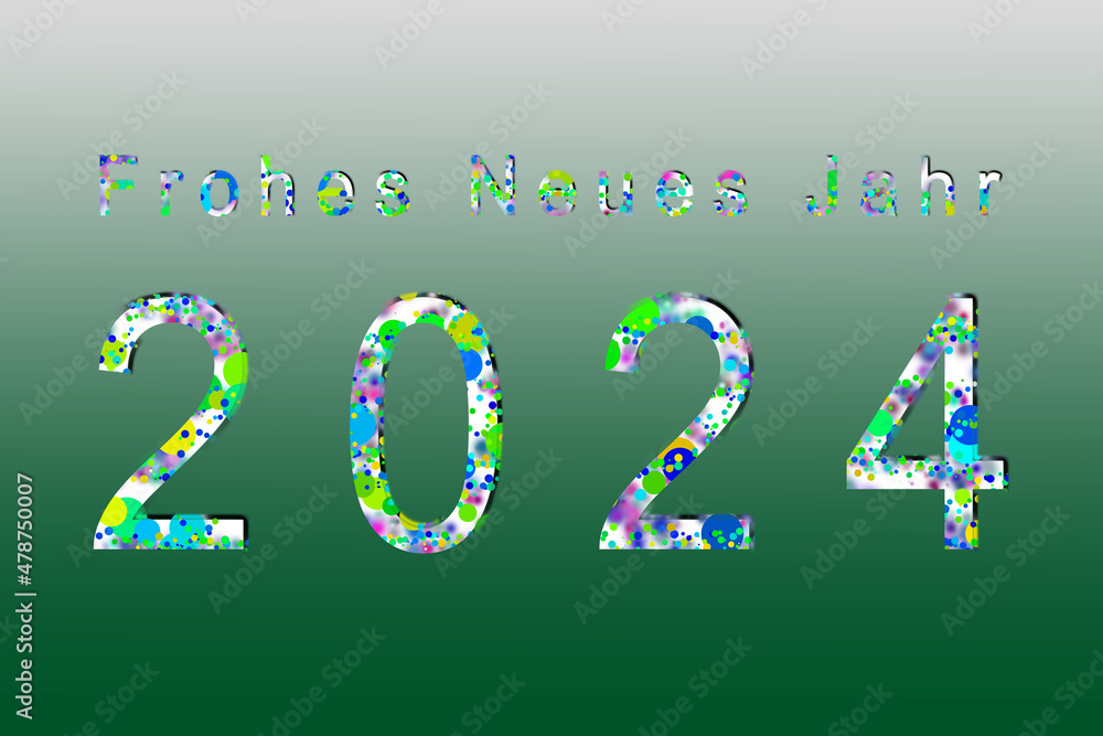 Happy New Year Wishes 2024 in different Colours  in German and English Language.