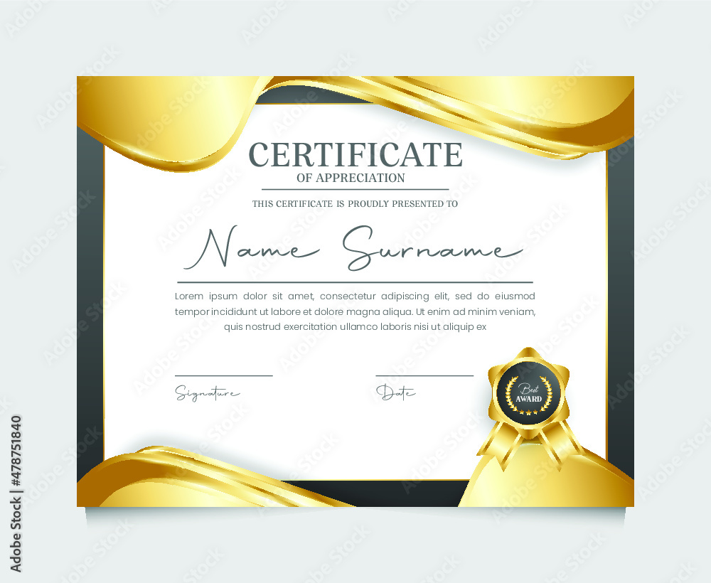 Modern certificate of achievement design template Stock Vector | Adobe ...