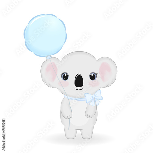Photography Cute Koala Bear with blue balloon