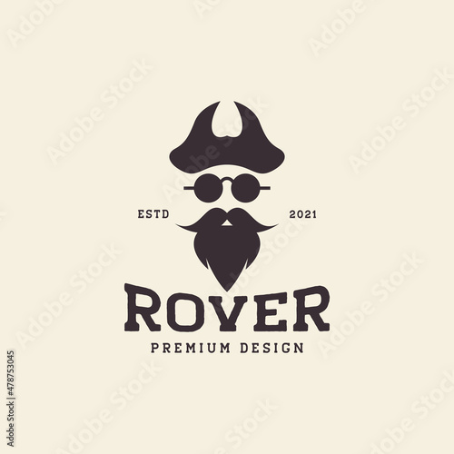 vintage head rover with beard logo design vector graphic symbol icon illustration creative idea