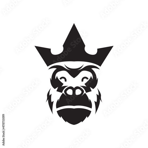 face gorilla black with crown logo design vector graphic symbol icon illustration creative idea