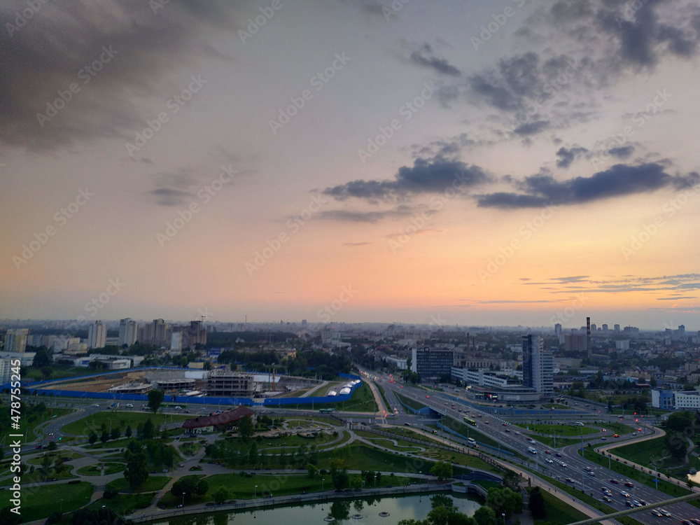 sunset over the city (Mensk, Belarus)