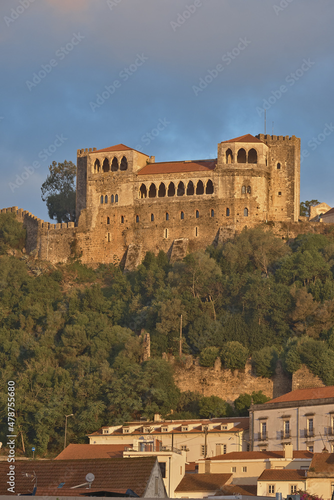 Medieval Leiria Castle built on top of a hill in Leiria, Portugal
