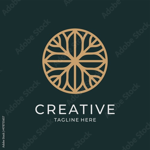 Abstract vector floral monoline logo icon design. Vector ornament logotype symbol template luxury