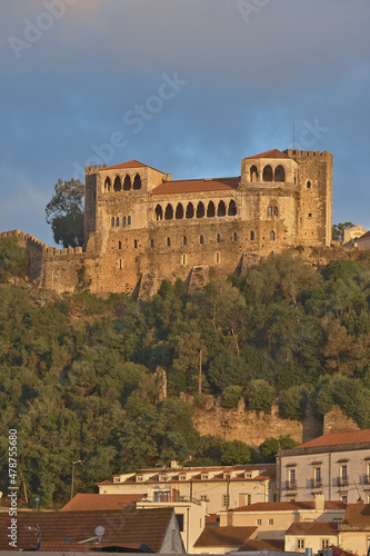 Medieval Leiria Castle built on top of a hill in Leiria, Portugal