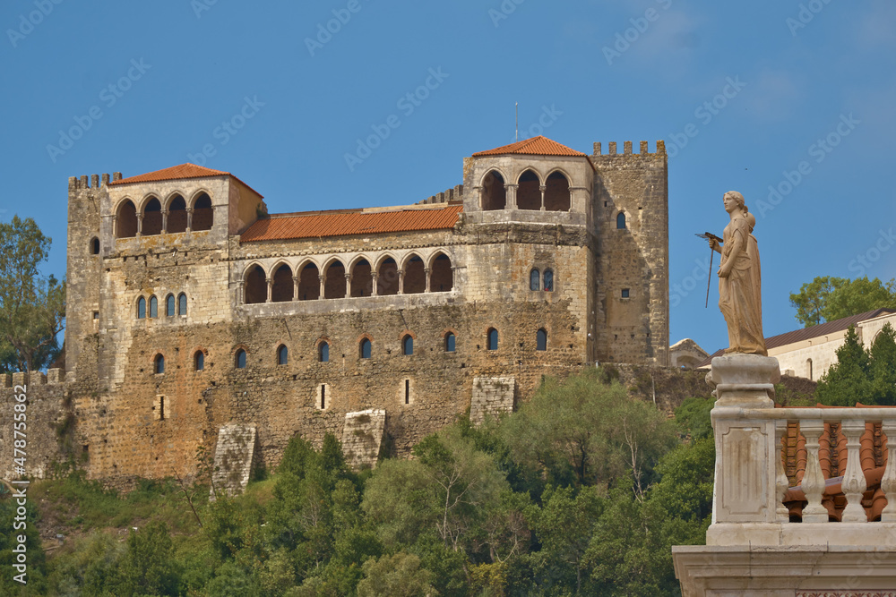 Medieval Leiria Castle built on top of a hill in Leiria, Portugal