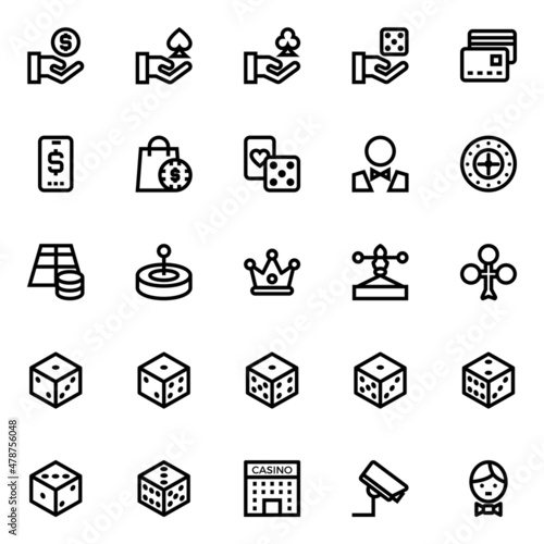 Outline icons for gambling.