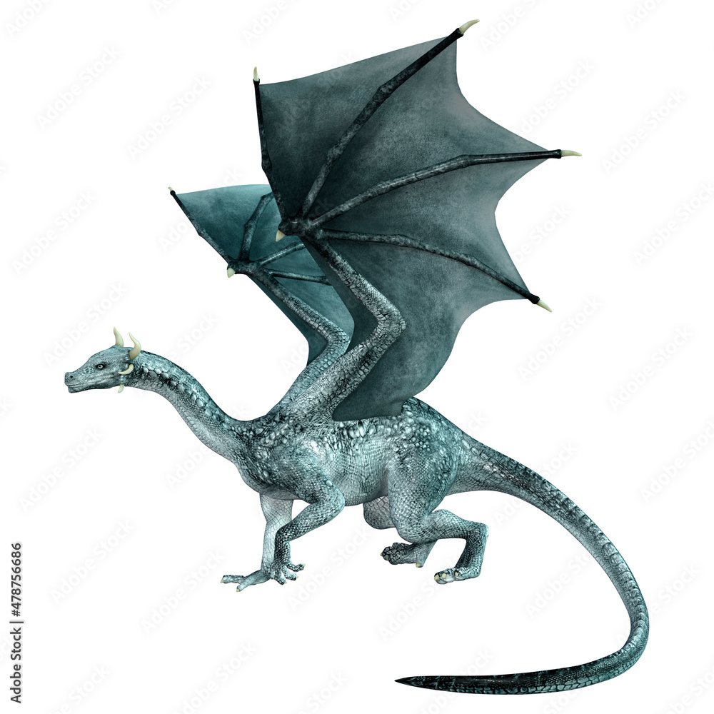 Fototapeta premium 3D Rendering Fairy Tale Dragon on White