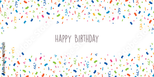 colorful confetti happy birthday party greeting card