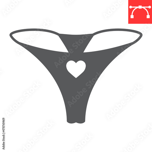 G-string glyph icon, bikini and lingerie, g string vector icon, vector graphics, editable stroke solid sign, eps 10.