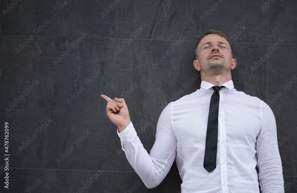 Happy business man. Business male. Emotion face. Idea. Happy day