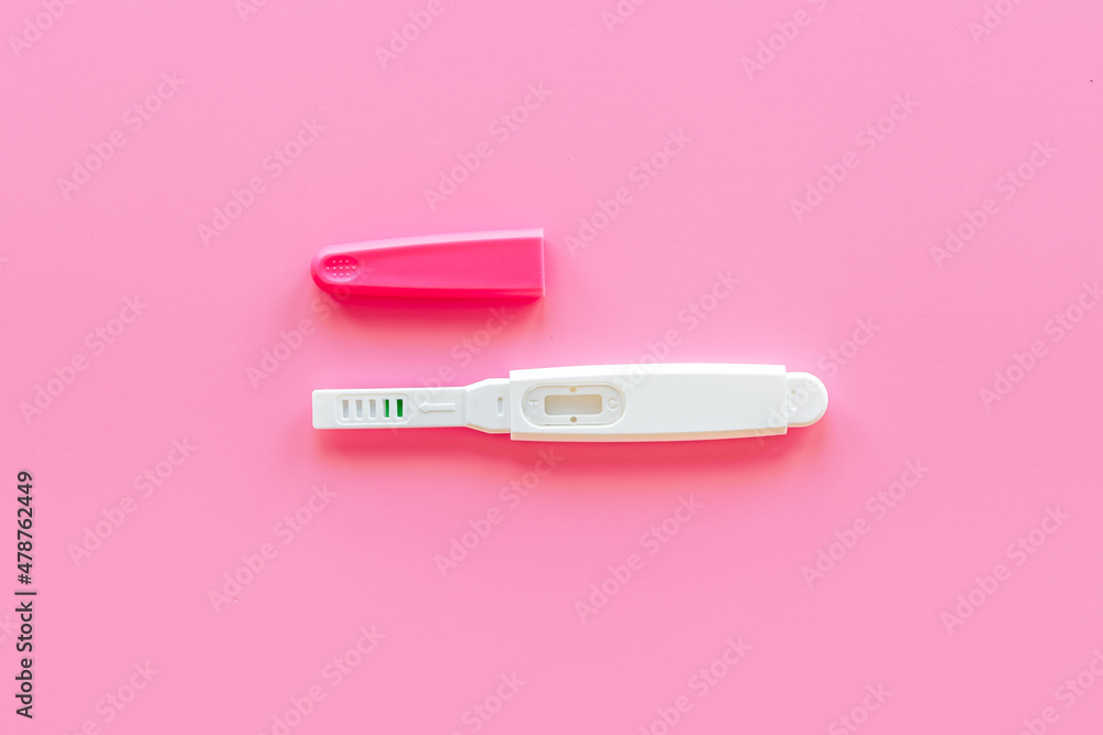Pregnancy test top view. Pregnancy and female health care concept Pregnancy test top view. Pregnancy and female health care concept