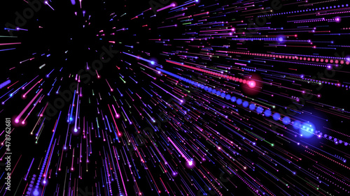 glowing pink and purple neon rays on a black background. abstract pink neon background.