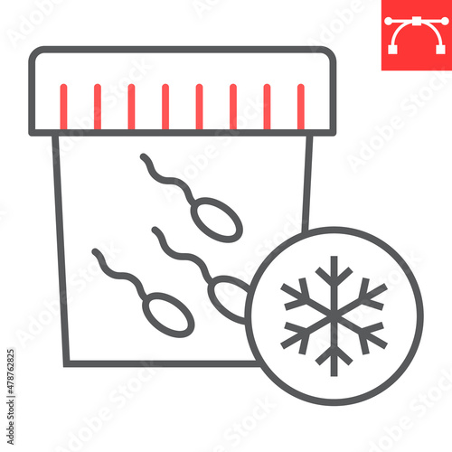 Freezing sperm line icon, reproduction and insemination, cryobank vector icon, vector graphics, editable stroke outline sign, eps 10.