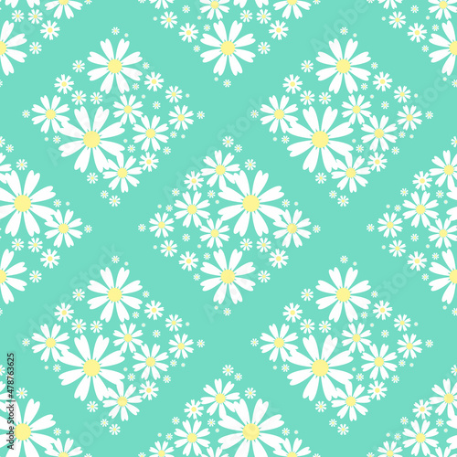 cute white flower in square shape seamless for fabric pattern