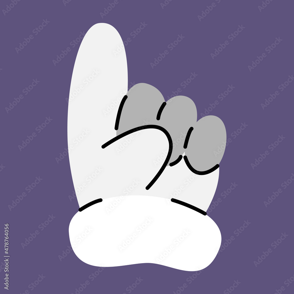 Hand with forefinger in cartoon style. Isolated vector. Hand with forefinger in cartoon style. Isolated vector.