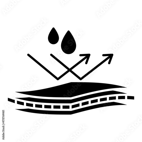 Waterproof icon, water proof drop resistant. Impermeable fabric material.