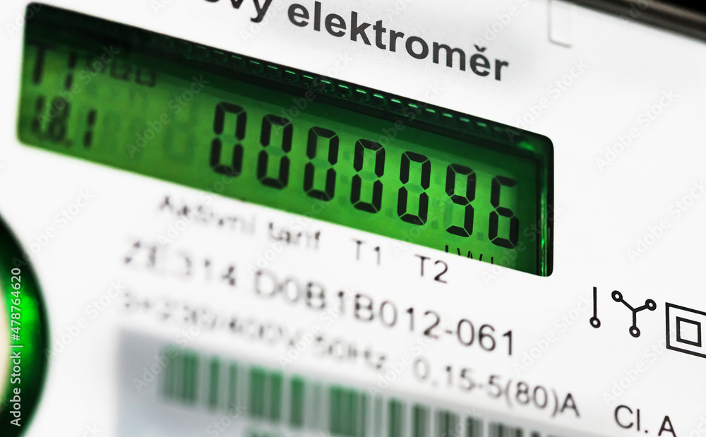 Home electricity meter. An electric meter for use in a home appliance with copied space. It is a modern technology that can monitor electricity consumption.