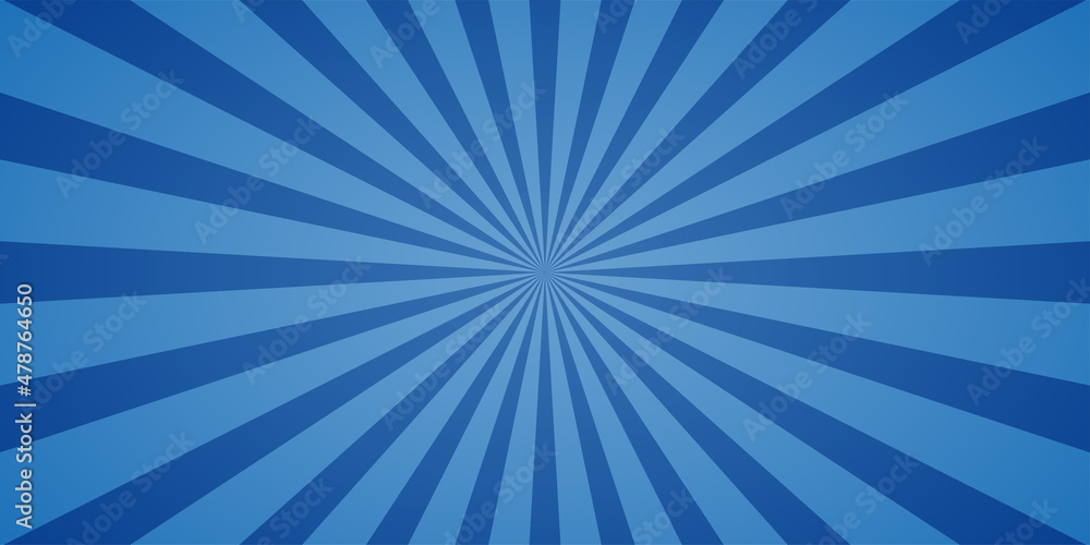 Fototapeta premium Starburst background. Blue star burst backdrop radial ray template.Pop art background.