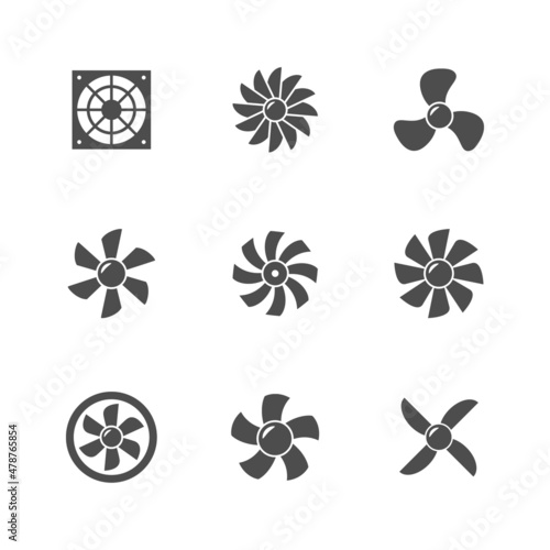 Set glyph icons of fan