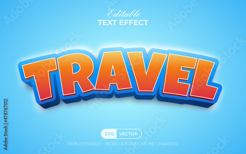 Cartoon text effect travel style theme. Editable text effect.