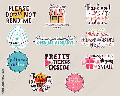 Small business stickers set. Vector business badges collection. Small business sticker pack. Thanks for shopping small quotes