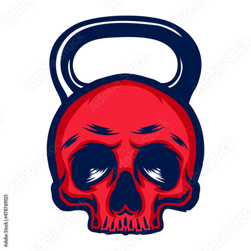 Vintage skull in the kettlebell form illustration