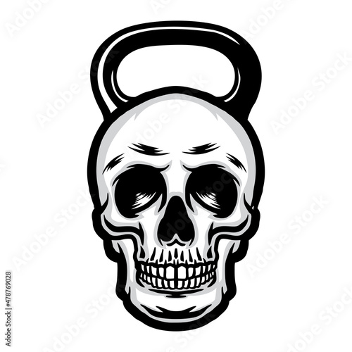 Vintage skull in the kettlebell form illustration