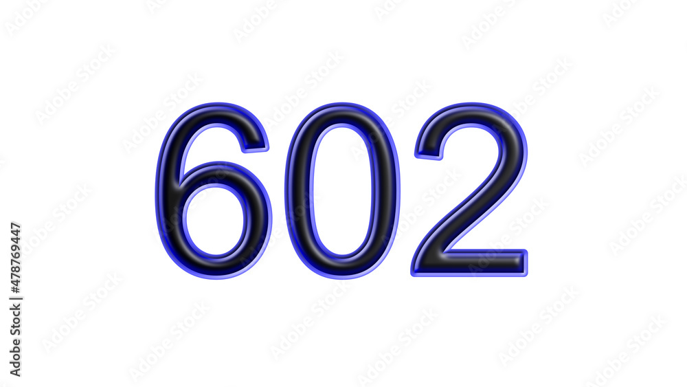 blue 602 number 3d effect white background blue 602 number 3d effect white background