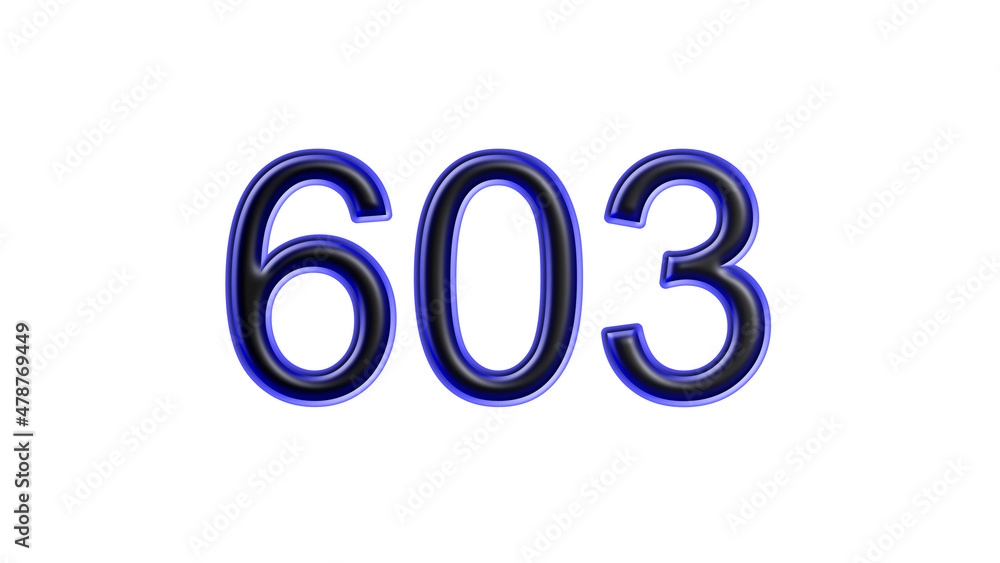 blue 603 number 3d effect white background blue 603 number 3d effect white background