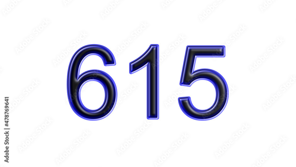 blue 615 number 3d effect white background blue 615 number 3d effect white background
