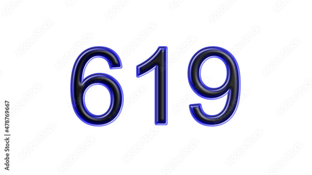blue 619 number 3d effect white background blue 619 number 3d effect white background