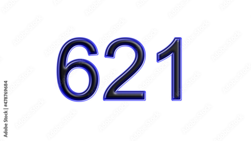 blue 621 number 3d effect white background blue 621 number 3d effect white background