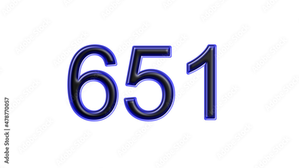 blue 651 number 3d effect white background blue 651 number 3d effect white background