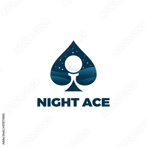 Night ace with ball golf logo design inspirations