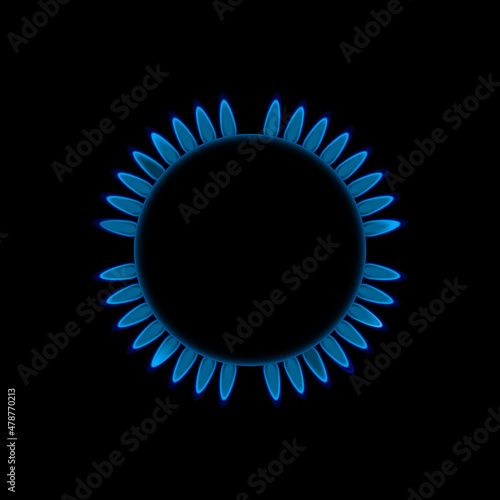 Vector illustration of a gas burner light on black background